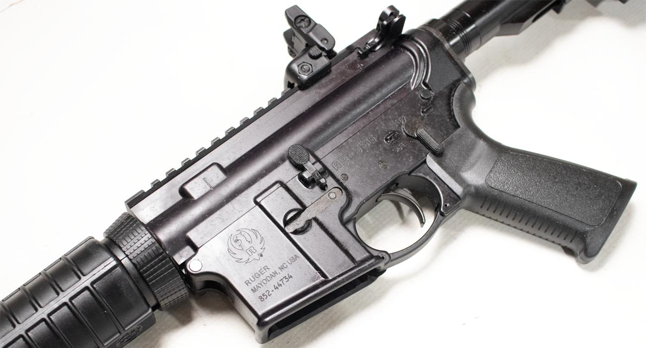 RUGER AR-556 5.56mm Police Trade-In Semi-Auto Rifle with Flip-Up Rear Sight (Magazine Not Included)